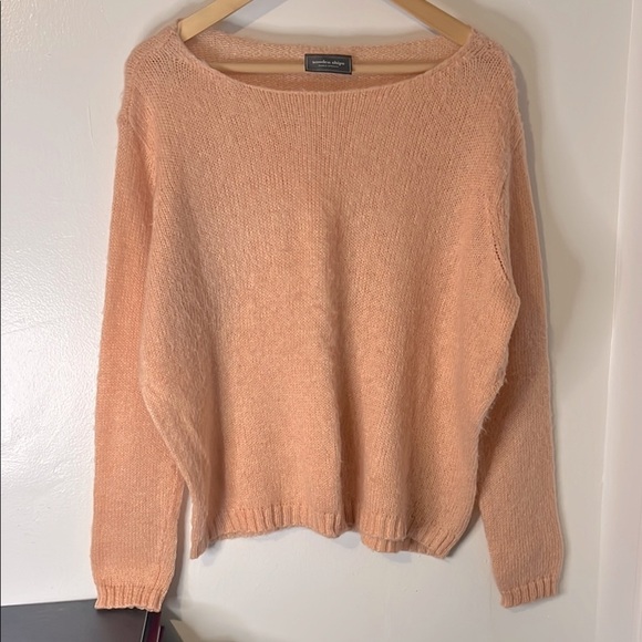 Wooden Ships Sweaters - Wooden Ships Mohair Blend Peach Slouchy Loose Knit Boat Neck Sweater‎ Sz S/M